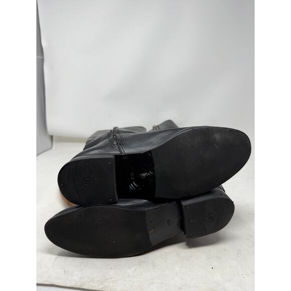 Torry Burch‎ Wyatt Black Leather Suede Tall Riding Zip Block Heel Size 8.5 M - Picture 10 of 12